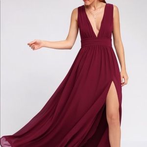 Lulus Heavenly Hues Burgundy Maxi Dress
